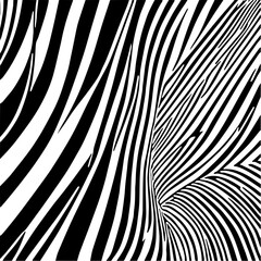 Shifted stripe illusion pattern, black and white lines creating depth and movement