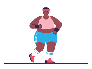 Obraz premium Happy Plus Size Woman Jogging Outdoors Vector Illustration