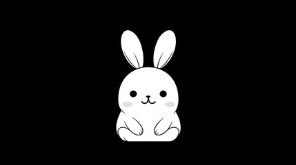 6. Cheerful cartoon bunny with big ears and round cheeks, sitting on its haunches in bold clean line art with no shading