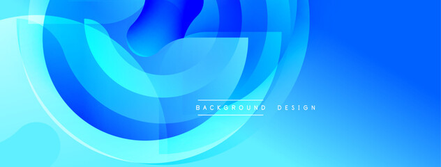 Abstract blue design features flowing shapes, gradients. Modern background ideal for banners, presentations, websites. Clean, vibrant aesthetic.