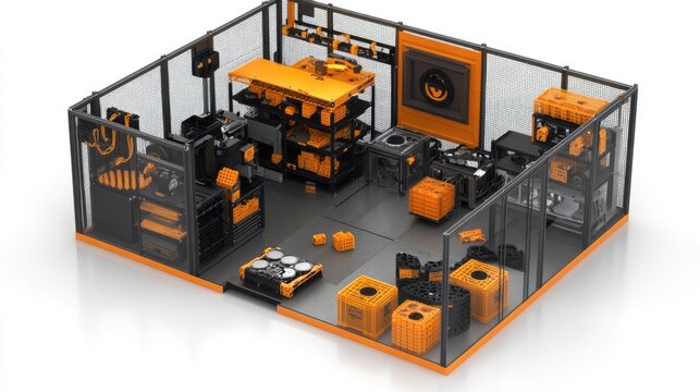 Production cells with visual kanban bins and reduced cycle time setup