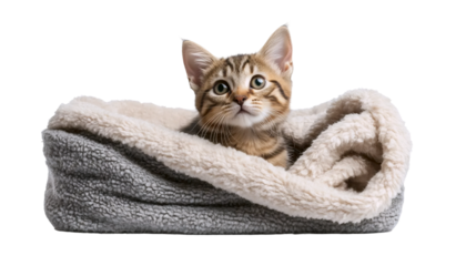 Kitten in a Basket with Blanket