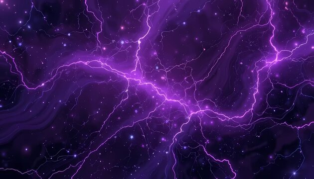 Purple celestial lightning storm background