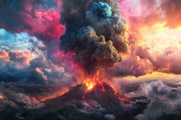 Fototapeta premium Volcanic eruption in vibrant colors