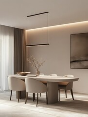 The elegant and modern dining room and its furniture composition