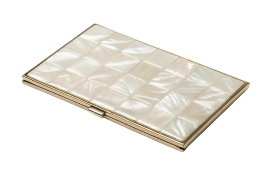 PNG Elegant mother of pearl compact case with gold trim