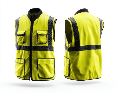 High visibility safety vest front and back view
