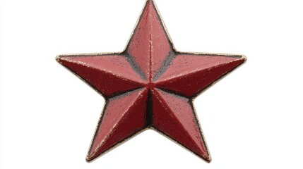 Red Five-Point Star Emblem on Isolated Background for Design Use