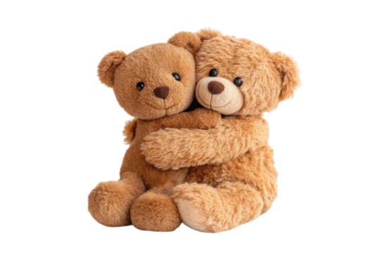 PNG Adorable pair of hugging teddy bears in cozy embrace