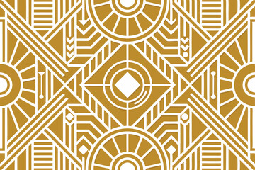 seamless art deco geometric gold and white pattern.eps