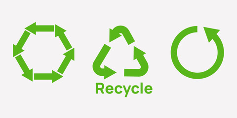 Green Recycle Symbol Set for Environmental Awareness and Design