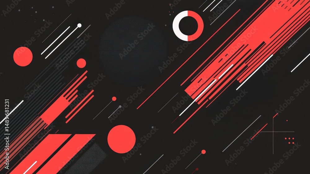 Poster abstract red and black diagonal lines; dynamic background; website banner
