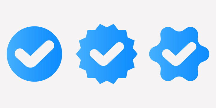 Blue Verified Badge Set for Social Media and Account Authentication