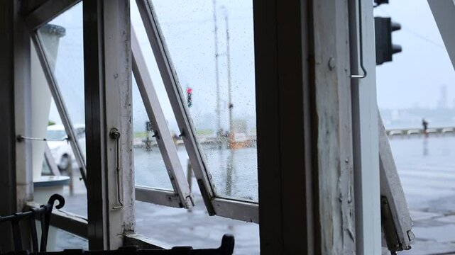 Nariman point in Mumbai City in rain from a restaurant 
