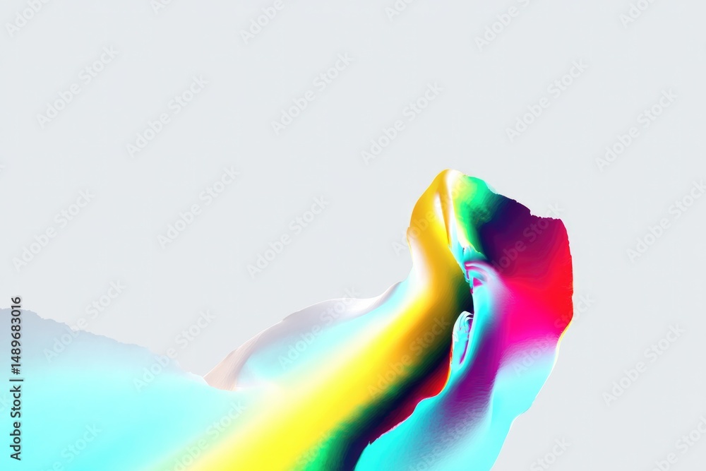 Poster minimalist glitch-art pattern with vivid colors on plain background