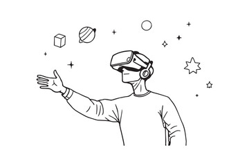 Virtual Reality line art and black color