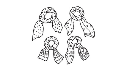Silk Scarf line art delicate fabric sketch