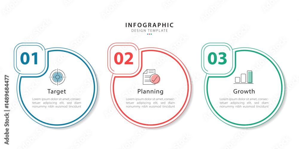 Poster Infographic template. 3 Step timeline journey, Flat simple infographics design template. presentation graph. Business concept with numbers 3 options or steps vector illustration.