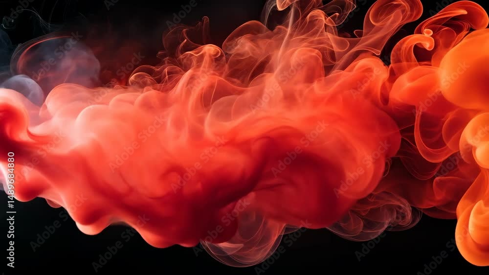 Aufkleber reddish smoke billows and curls against a dark background, a mesmerizing display of abstract fluid a