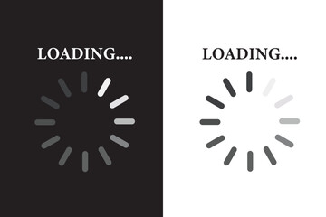 Loading bar Icons and Progress Bar icons Vector Set in black and white. Load bar, buffer loader, download or upload Horizontal bar icons. Loading status icon. website loading bar. 