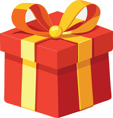 This isolated red gift box, adorned with a festive bow and ribbon, is a perfect 3D present for any birthday celebration or holiday surprise