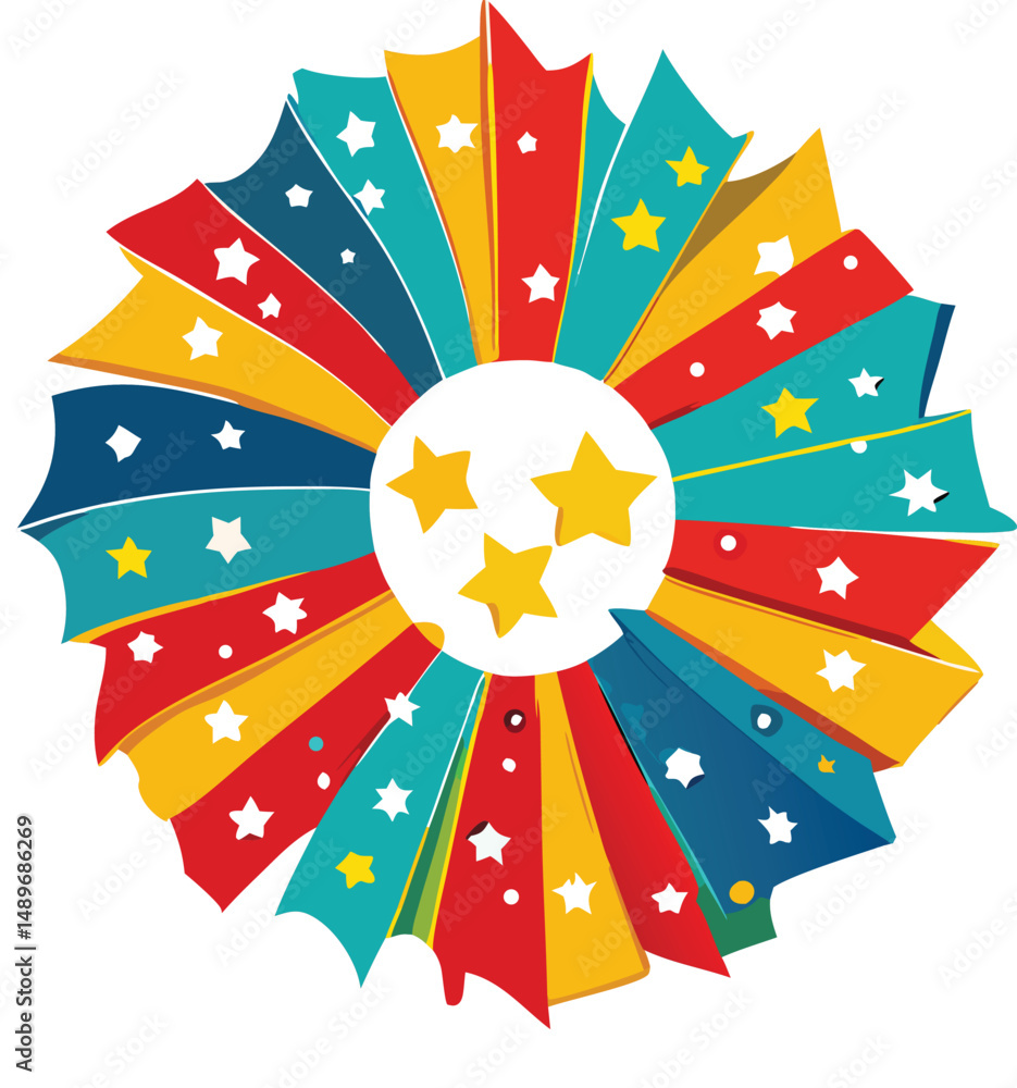 Poster sun and stars vector illustration design features a colorful, abstract pattern with star rays for ho