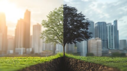 Fototapeta premium a graph split into impact investing vs traditional investing