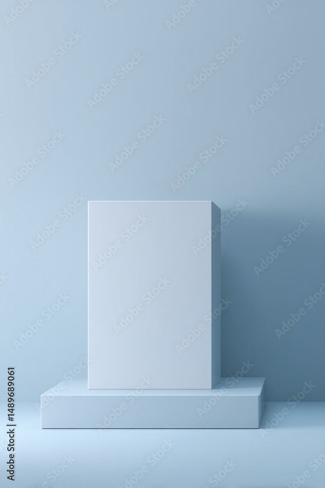 Poster minimalistic podium on clean background is ready for displaying fashion items with ample copy space