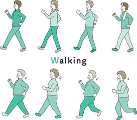 歩く　人物のセット