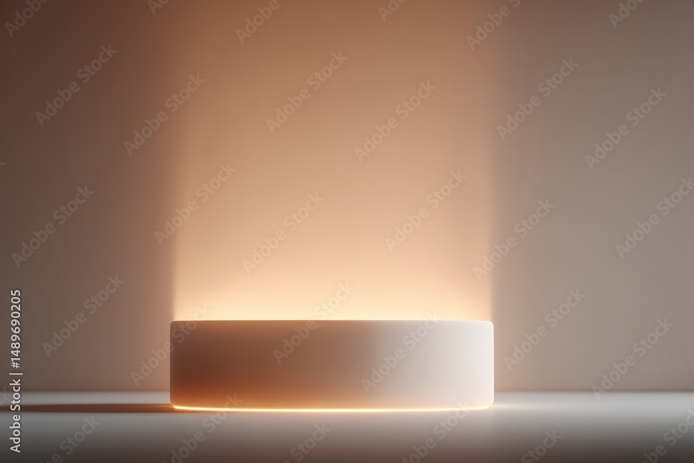 Poster minimalistic stage with empty podium illuminated under soft ambient lighting as focus point