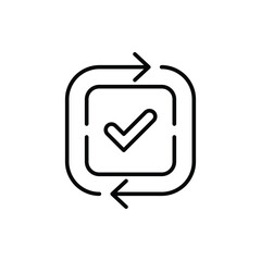 round convenient icon like easy pay or update. concept of replace or swap symbol and quality control. linear trend modern synchronize logotype graphic stroke art design web element isolated on white