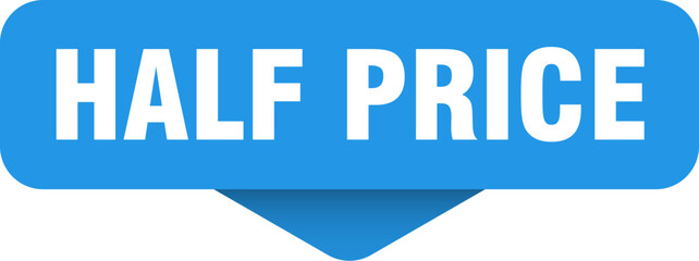 half price sticker. half price sign on transparent background