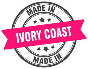 Made in Ivory Coast round sign. Made in Ivory Coast stamp.