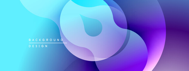 Abstract fluid shapes blend, creating vibrant gradient background. Soft curves, cool tones dominate composition. Modern design element.