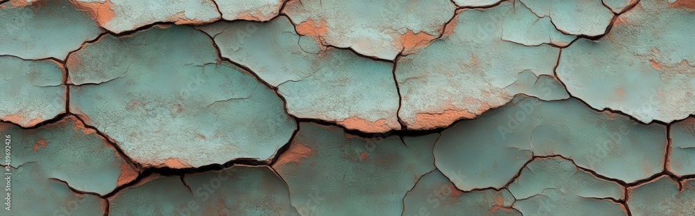 Poster abstract textured surface with cracked paint exhibiting layered distress and weathered patterns