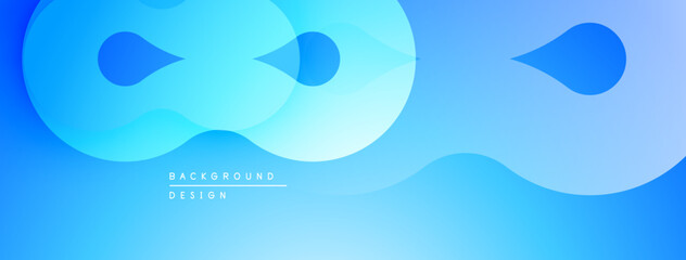 Abstract blue background. Overlapping shapes create fluid, modern design. Gradient adds depth, visual interest.