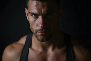 Fototapeta premium Intense Portrait of Muscular Fitness Man