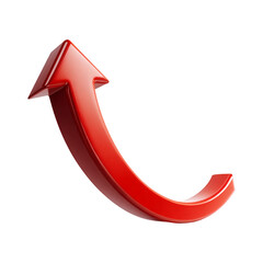 Red plastic arrow isolated on transparent background