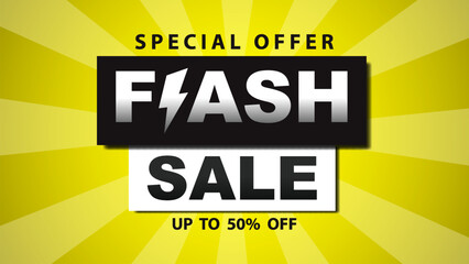Flash Sale Banner with Minimalist Design on Background.Promotional Template, Poster. Vector Illustration