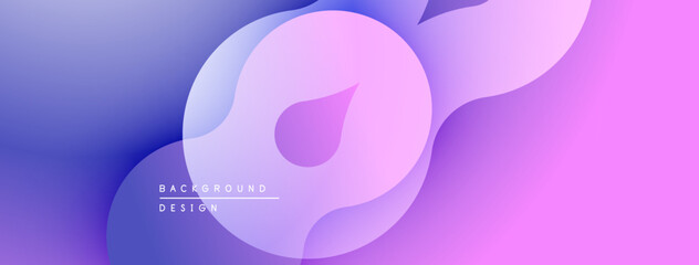 Abstract fluid shapes overlap, creating soft gradients. Purple, pink hues dominate design. Modern, minimalist aesthetic.