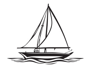Sailboat vector line art