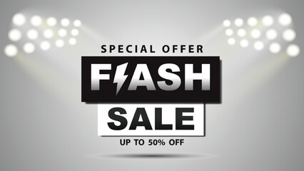 Flash sale discount banner template. vector illustration