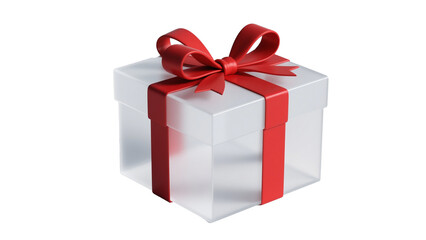 Obraz premium Gift Box, Present, Surprise - Isolated On White Transparent Background PNG Object Cut Out Social Media Modern Minimal Editable Banner Label Poster 4K Download Festive Package Red Ribbon Bow