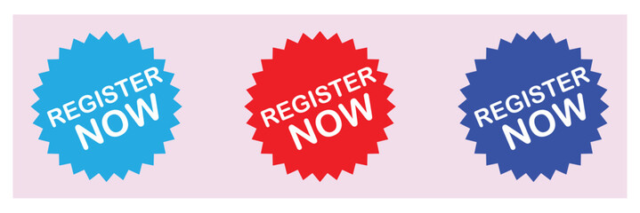 Register now black stroke button isolated on white background. Register Now web templates. Social Media banner. Vector  Illustration . EPS 20 . 