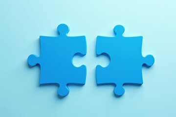 Fototapeta premium Blue Jigsaw Puzzle Pieces Ready to Connect Representing Collaboration and Unity