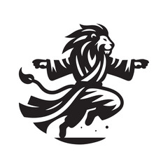 Kungfu Lion in Action Logo – Powerful Animal Warrior Vector