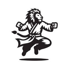 Kungfu Lion in Action Logo – Powerful Animal Warrior Vector