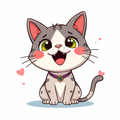 Fototapeta premium Adorable cartoon grey kitten with big eyes
