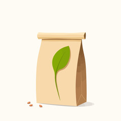 Eco friendly paper bag with leaf design and seeds