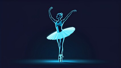 Ballerina figure glowing in the dark on plain dark background